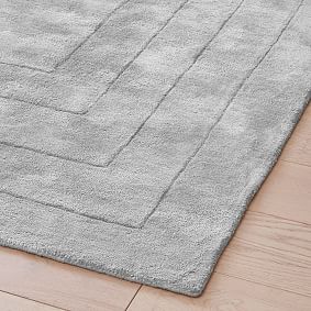 Carved Viscose Rug - Light Grey