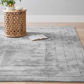 Carved Viscose Rug - Light Grey