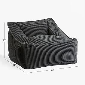 Large Chamois Charcoal Modern Bean Bag Lounger