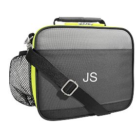 Colour Block Backpack and Cold Pack Lunch Box Bundle, Yellow and Grey