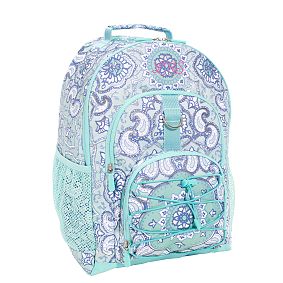 Gear-Up Aqua Silver Metallic Boho Medallion  Backpack