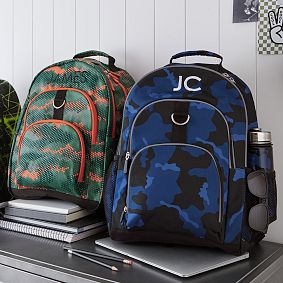 Gear-Up Blue Navy Camo Backpack and Cold Pack Lunch Box Bundle, Set of 3