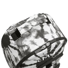 Santa Cruz Tie Dye Black and White Backpack and Solid Black Slim Water Bottle