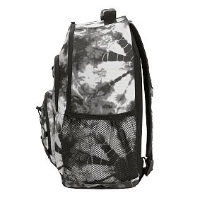 Santa Cruz Tie Dye Black and White Backpack and Solid Black Slim Water Bottle