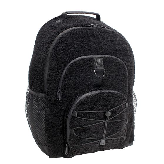 Boden Cozy Cream Sherpa Backpack with Red Leather Accents Gear-Up Cream Solid Cozy Sherpa Backpack | Pottery Barn Teen main image 3