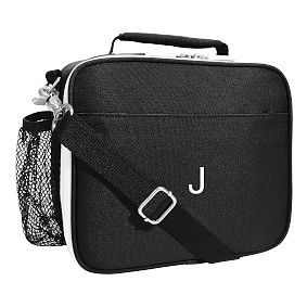 Colour Block Backpack and Cold Pack Lunch Box Bundle, Black and White