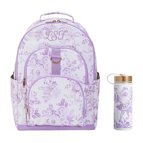 Gear-Up LoveShackFancy Lavender Damask Backpack &amp; Water Bottle Bundle