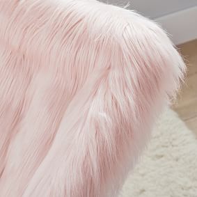 Himalayan Faux-Fur Blush Hang-A-Round Square Chair