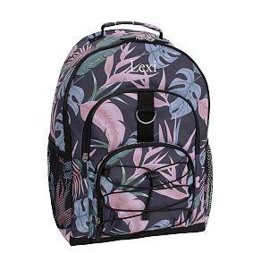 Jungle Floral Backpack and Solid White Slim Water Bottle Bundle