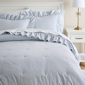 Washed Cotton Ruffle Stripe Comforter