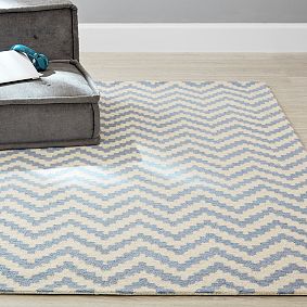 Chevron Peri Blue Wool Rug, 3x5