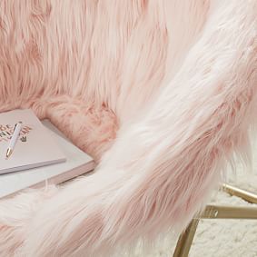 Himalayan Faux Fur Blush Hang-A-Round Chair