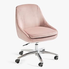 Open Box:  Lustre Velvet Dusty Blush Mathis Swivel Desk Chair