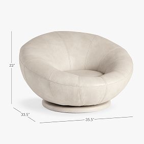 Faux Leather Bone Groovy Swivel Chair