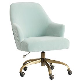 Performance Everyday Velvet Light Pool Pleated Swivel Desk Chair 