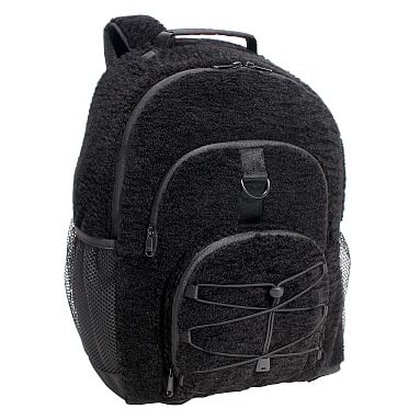 Gear-Up Solid Cozy Black Sherpa Backpack