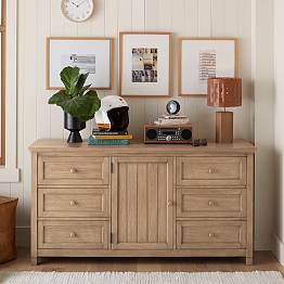 Beadboard 6-Drawer Wide Dresser (63.5w x 19d")