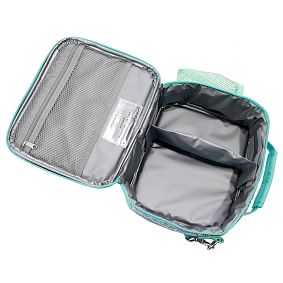 Gear-Up Aqua Silver Metallic Boho Medallion  Cold Pack Lunch Box