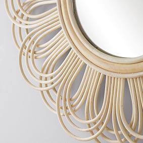 Rattan Flower-Shaped Mirror