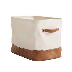 Vegan Leather-Trim Canvas Bins
