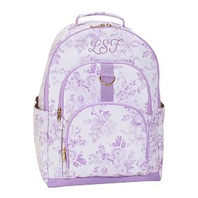 Gear-Up LoveShackFancy Lavender Damask Backpack and Cold Pack Lunch Box Bundle, Set of 3