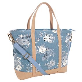 Northfield Camilla Floral Light Blue Zipper Recycled Tote