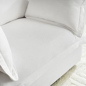 Linen-Blend White Cara Swivel Chair