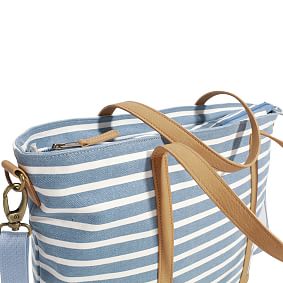 Northfield Stripe Light Blue Zipper Recycled Tote