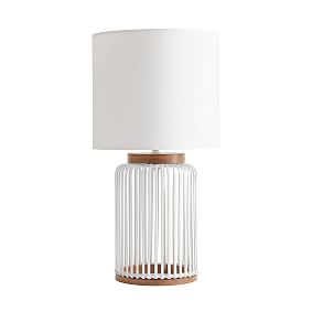 White Rattan Table Lamp