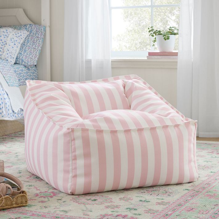 Large Cabana Stripe Mauve Bean Bag Lounger | Pottery Barn Teen