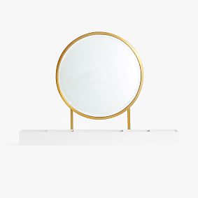 Open Box: Blaire Mirror Vanity Desk Hutch - Simply White, Gold