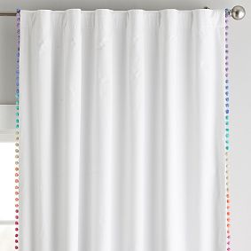Rainbow Ombre Pom Pom Blackout Curtain