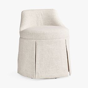 Open Box: Kennedy Pleated Swivel Vanity Stool - Eco Performance Textured Weave Oat