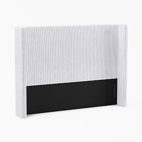 Open Box: Shelter Upholstered Headboard, Full - Oxford Stripe Chambray