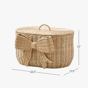 LoveShackFancy Woven Bow Lidded Trunk (23"x15")
