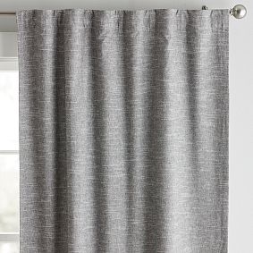Open Box: Cotton Linen Blackout Curtain, 52"W x 84"L - Onyx