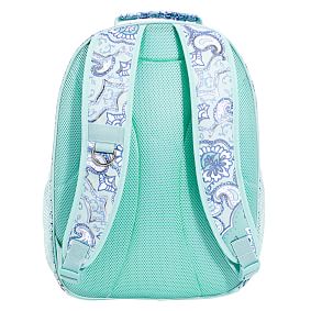 Gear-Up Aqua Silver Metallic Boho Medallion  Backpack