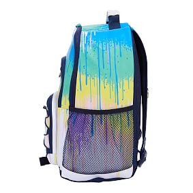 Drip Painting Blue Backpack and Solid White Slim Water Bundle