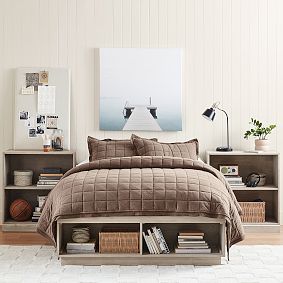 Stack Me Up Platform Storage Bed &amp; 2 Shelf Bookcase Set