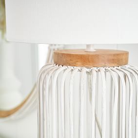 White Rattan Table Lamp