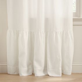 Belgian Linen Ruffle Light-Filtering Curtain