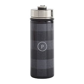 Charcoal Buffalo Plaid Slim Water Bottle
