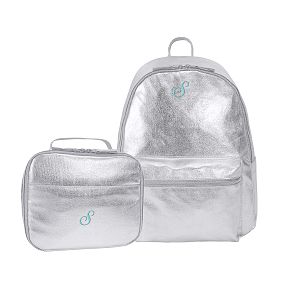 Colby Metallic Silver Backpack &amp; Cold Pack Lunch Box Bundle, Set of 2