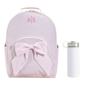 Gear-Up Le Petit Pink Bow Backpack &amp; Water Bottle Bundle