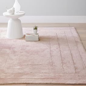 Carved Viscose Rug - Light Grey