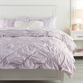 Ruched Diamond Organic Duvet Cover