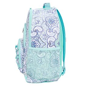 Gear-Up Aqua Silver Metallic Boho Medallion  Backpack