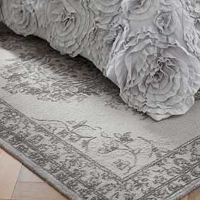 Monique Lhuillier Wool Viscose Carved Rug - Pale Grey