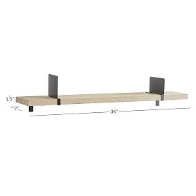 Wooden Shelf With Metal Bookend Sliders- Brushed Fog/Black