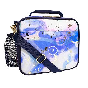 Colour Flow Gold Metallic Deep Blue Multi Backpack and Coldpack Lunch Box, Set of 3